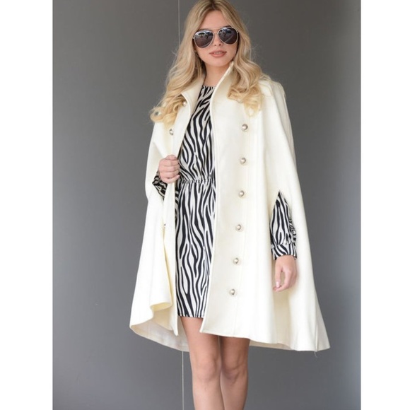 Jackets & Blazers - NEW Ivory White Swing Cape Coat Jacket